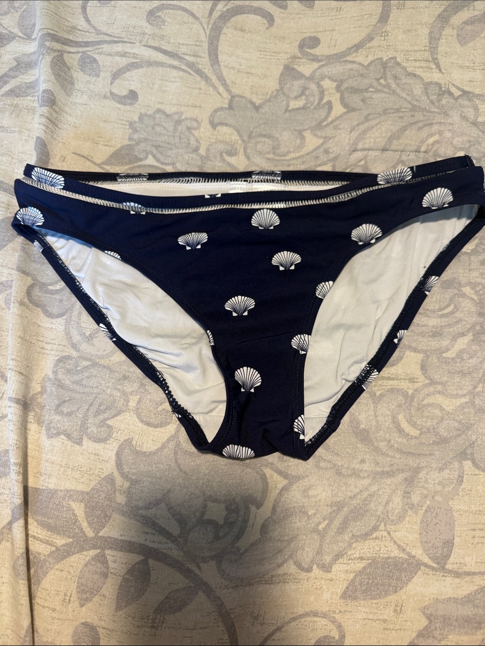 Anne Cole Navy Bikini Bottoms with White Shell Print